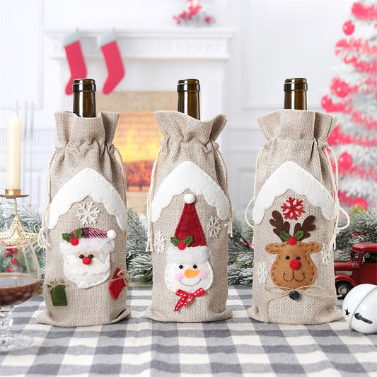 Christmas Decoration Supplies Linen Bottle Cover
